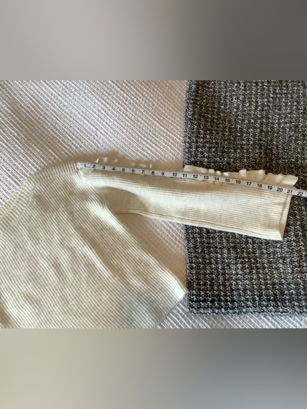 RW&CO. Cream Ruffle-Trim Ribbed Sweater - Picture 4 of 6